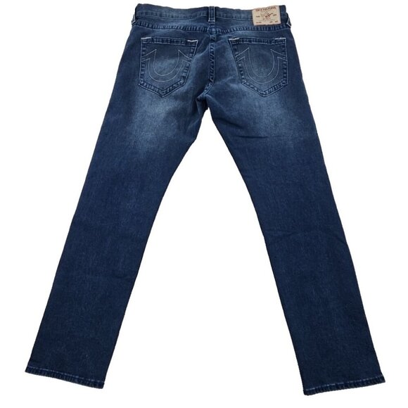 True Religion Geno Jeans Men's 36x32 Medium Blue Wash Relaxed Slim NWOT - Picture 2 of 16
